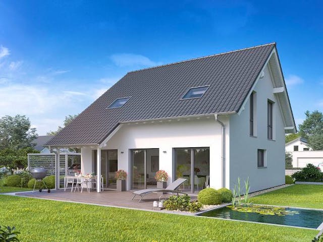 Massivhaus ARCHITEKTENHAUS JANO von Kern-Haus Chemnitz Schlüsselfertig ab 325900€, Satteldach-Klassiker Außenansicht 1