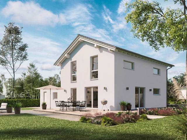 Massivhaus ARCHITEKTENHAUS JARA von Kern-Haus Chemnitz Schlüsselfertig ab 322900€, Satteldach-Klassiker Außenansicht 1