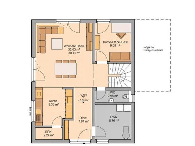 Massivhaus ARCHITEKTENHAUS JARA von Kern-Haus Chemnitz Schlüsselfertig ab 322900€, Satteldach-Klassiker Grundriss 1 Massivhaus ARCHITEKTENHAUS JARA von Kern-Haus Chemnitz Schlüsselfertig ab 322900€, Satteldach-Klassiker Grundriss 1