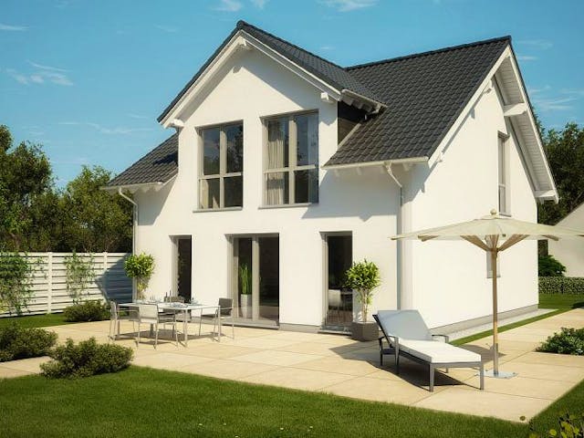 Massivhaus ARCHITEKTENHAUS KOMFORT von Kern-Haus Chemnitz Schlüsselfertig ab 304900€, Satteldach-Klassiker Außenansicht 1