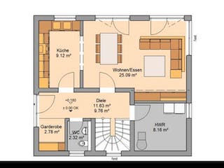 Massivhaus ARCHITEKTENHAUS LOOP PLUS von Kern-Haus Chemnitz Schlüsselfertig ab 285900€, Satteldach-Klassiker Grundriss 2