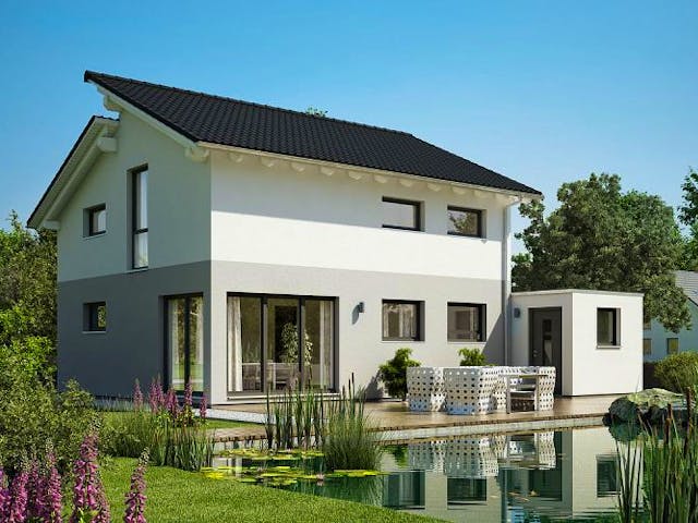 Massivhaus ARCHITEKTENHAUS LOOP PULT von Kern-Haus Chemnitz Schlüsselfertig ab 297900€, Pultdachhaus Außenansicht 1