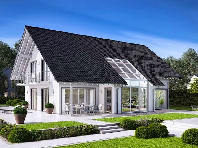 Massivhaus ARCHITEKTENHAUS MAXIME von Kern-Haus Chemnitz Schlüsselfertig ab 617900€, Satteldach-Klassiker Außenansicht 1