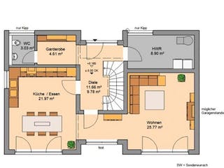 Massivhaus ARCHITEKTENHAUS VIO PLUS von Kern-Haus Chemnitz Schlüsselfertig ab 355900€, Pultdachhaus Grundriss 1