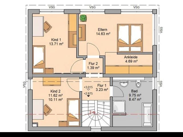Massivhaus ARCHITEKTENHAUS VISION PLUS von Kern-Haus Chemnitz Schlüsselfertig ab 325900€, Pultdachhaus Grundriss 1