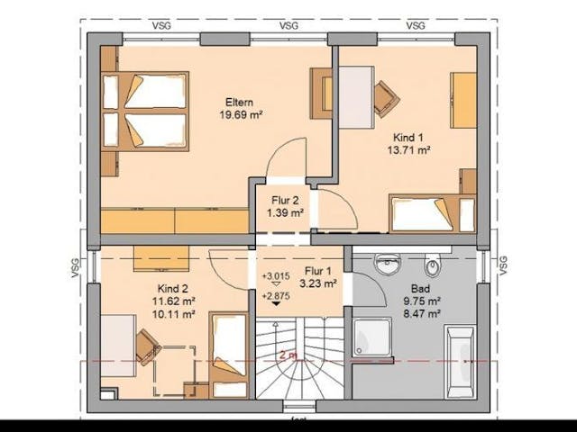 Massivhaus ARCHITEKTENHAUS VISION von Kern-Haus Chemnitz Schlüsselfertig ab 317900€, Pultdachhaus Grundriss 1