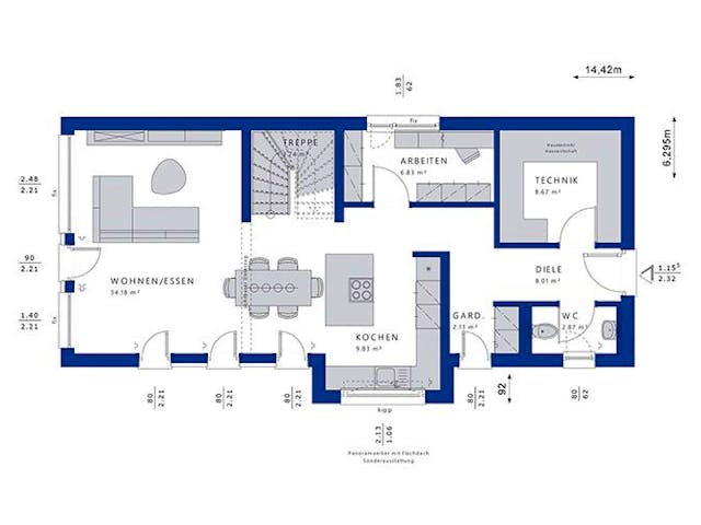 Fertighaus BALANCE 145 V2 von Bien-Zenker Schlüsselfertig ab 409364€, Satteldach-Klassiker Grundriss 2