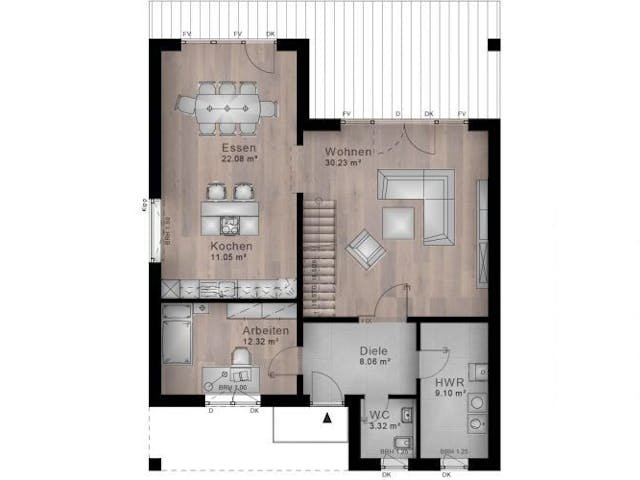 Massivhaus Bauhaus Holler 10-029 von Econ Das Haus, Cubushaus Grundriss 1
