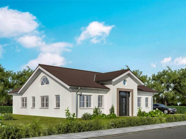 Massivhaus Bungalow BL 115 Variante M von Baudirekt,  Außenansicht 1