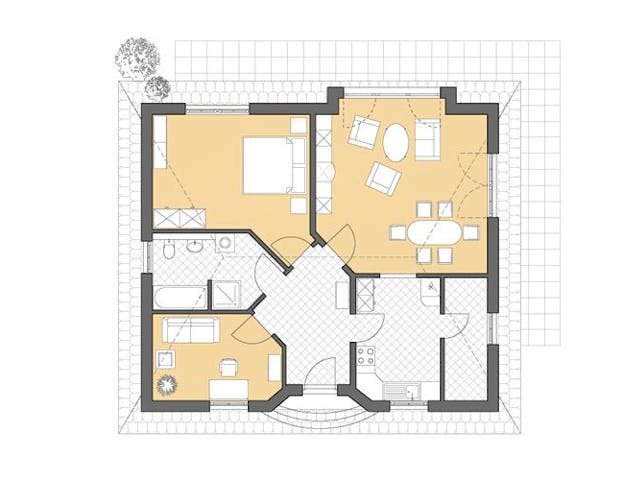 Massivhaus Bungalow Rerik von ROTH MASSIVHAUS, Bungalow Grundriss 1