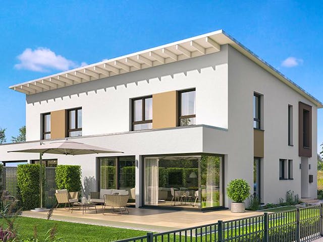 Fertighaus CELEBRATION 139 V4 L von Bien-Zenker Schlüsselfertig ab 393102€, Pultdachhaus Außenansicht 1 Fertighaus CELEBRATION 139 V4 L von Bien-Zenker Schlüsselfertig ab 393102€, Pultdachhaus Außenansicht 1