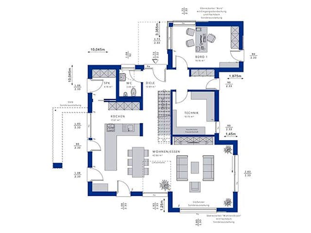 Fertighaus CONCEPT-M 169 Fellbach von Bien-Zenker Schlüsselfertig ab 580874€, Satteldach-Klassiker Grundriss 1