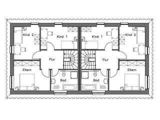 Massivhaus Doppelhaus DH 110 Variante M von Baudirekt, Grundriss 2
