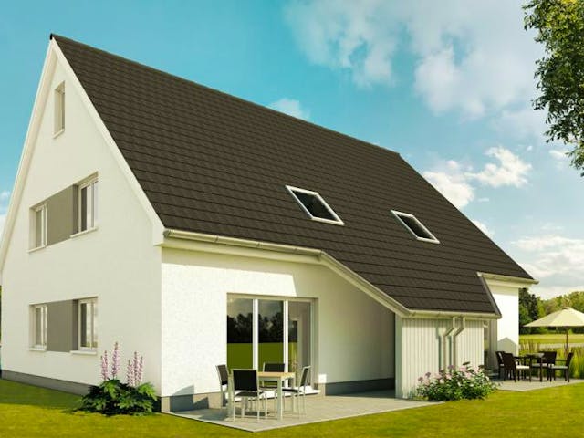 Massivhaus Doppelhaus DH 120 Variante K von Baudirekt, Außenansicht 1 Massivhaus Doppelhaus DH 120 Variante K von Baudirekt, Außenansicht 1