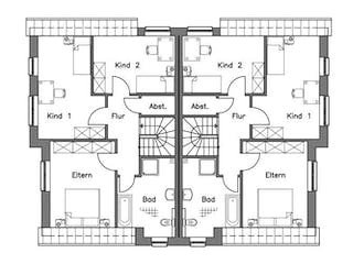 Massivhaus Doppelhaus DH 120 Variante M von Baudirekt, Grundriss 1