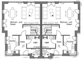 Massivhaus Doppelhaus DH 120 Variante M von Baudirekt,  Grundriss 2