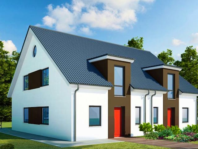 Massivhaus Doppelhaus DH 130 Variante K von Baudirekt, Außenansicht 1 Massivhaus Doppelhaus DH 130 Variante K von Baudirekt, Außenansicht 1