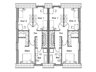 Massivhaus Doppelhaus DH 130 Variante K von Baudirekt,  Grundriss 1