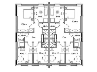 Massivhaus Doppelhaus DH 130 Variante M von Baudirekt, Grundriss 1
