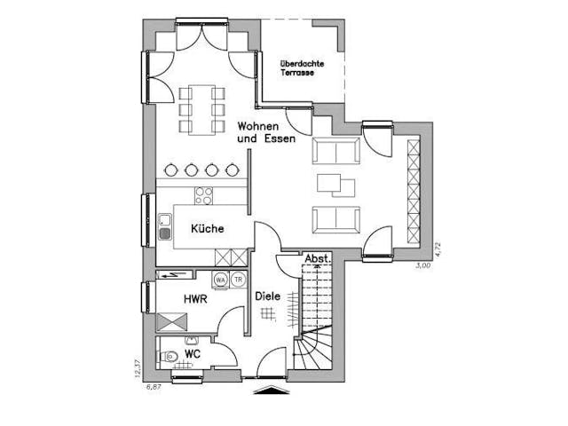 Massivhaus Doppelhaus DH 130 Variante T von Baudirekt, Grundriss 1 Massivhaus Doppelhaus DH 130 Variante T von Baudirekt, Grundriss 1