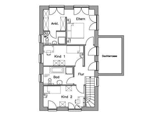 Massivhaus Doppelhaus DH 130 Variante T von Baudirekt, Grundriss 2