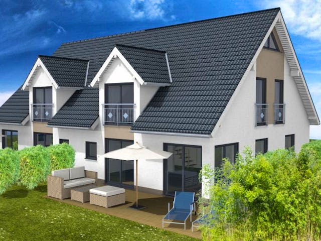 Massivhaus Doppelhaus Kelkheim von Immobilien Atelier Klaus Reuter,  Außenansicht 1