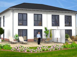 Massivhaus Doppelhaushälfte Steinebach 100-028 von Econ Das Haus,  Außenansicht 1