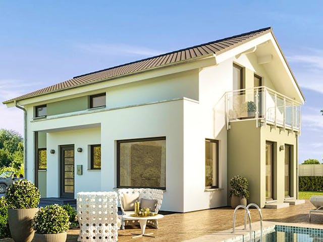 Fertighaus EDITION 123 V4 von Bien-Zenker Schlüsselfertig ab 299388€, Satteldach-Klassiker Außenansicht 1