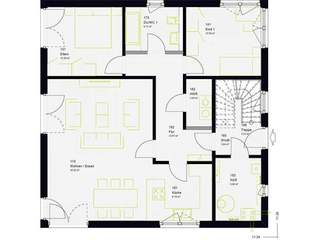 Fertighaus FamilyStyle 20.03 W von massa haus Ausbauhaus ab 195999€, Stadtvilla Grundriss 2