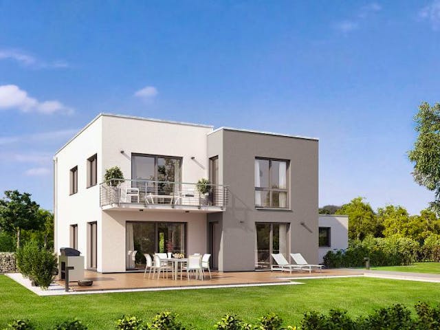 Massivhaus FUTURA BAUHAUS von Kern-Haus Chemnitz Schlüsselfertig ab 416900€, Cubushaus Außenansicht 2