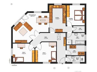 Massivhaus IL-3-132 von Elbe-Haus®, Bungalow Grundriss 1
