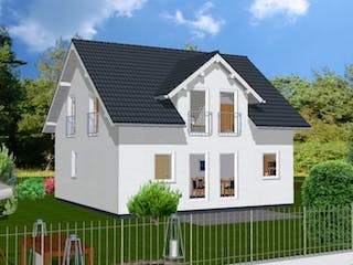 Massivhaus Marion II mit Zwerchgiebel von HSE Massivhaus,  Außenansicht 1