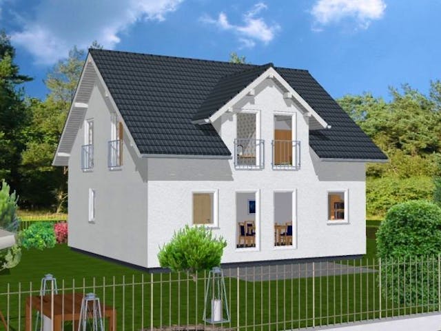 Massivhaus Marion II mit Zwerchgiebel von HSE - Massivhaus,  Außenansicht 1