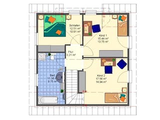 Massivhaus Marion II mit Zwerchgiebel von HSE - Massivhaus,  Grundriss 2