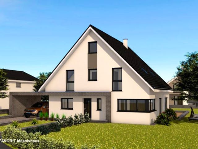 Massivhaus Noblesse 174 von FAVORIT Massivhaus Schlüsselfertig ab 438310€, Satteldach-Klassiker Außenansicht 1 Massivhaus Noblesse 174 von FAVORIT Massivhaus Schlüsselfertig ab 438310€, Satteldach-Klassiker Außenansicht 1