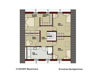 Massivhaus Noblesse 174 von FAVORIT Massivhaus Schlüsselfertig ab 438310€, Satteldach-Klassiker Grundriss 1