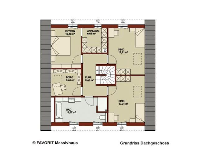 Massivhaus Noblesse 174 von FAVORIT Massivhaus Schlüsselfertig ab 438310€, Satteldach-Klassiker Grundriss 2