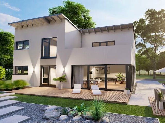 Massivhaus Pultdach Haus Hirz-Maulsbach 30-040 von Econ Das Haus,  Außenansicht 1