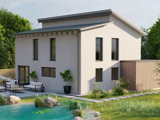 Massivhaus Pultdach Haus Kaisersesch 30-046 von Econ Das Haus,  Außenansicht 1