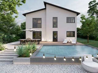 Massivhaus Pultdach Haus Muscheid 30-045 von Econ Das Haus,  Außenansicht 1