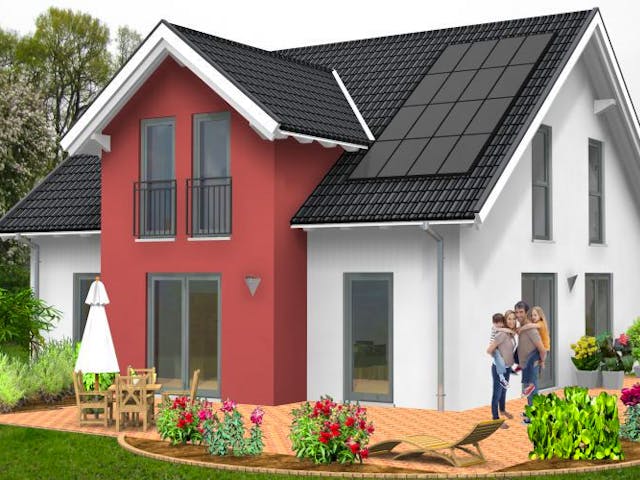 Massivhaus Satteldach Haus Dernbach 80-005 von Econ Das Haus,  Außenansicht 1