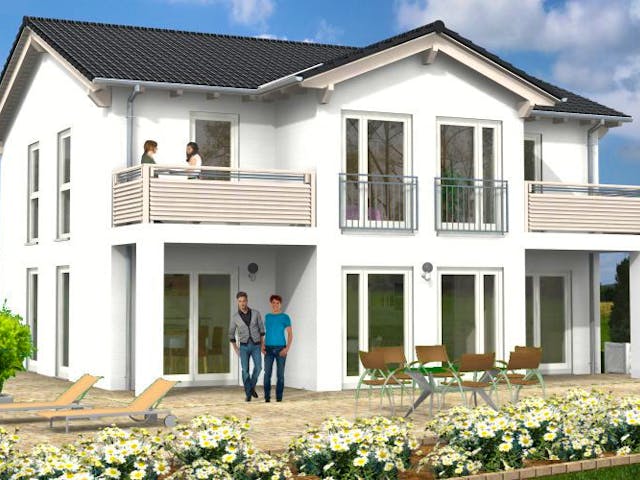 Massivhaus Satteldach Haus Fehl-Ritzhausen 90-029 von Econ Das Haus, Stadtvilla Außenansicht 1 Massivhaus Satteldach Haus Fehl-Ritzhausen 90-029 von Econ Das Haus, Stadtvilla Außenansicht 1