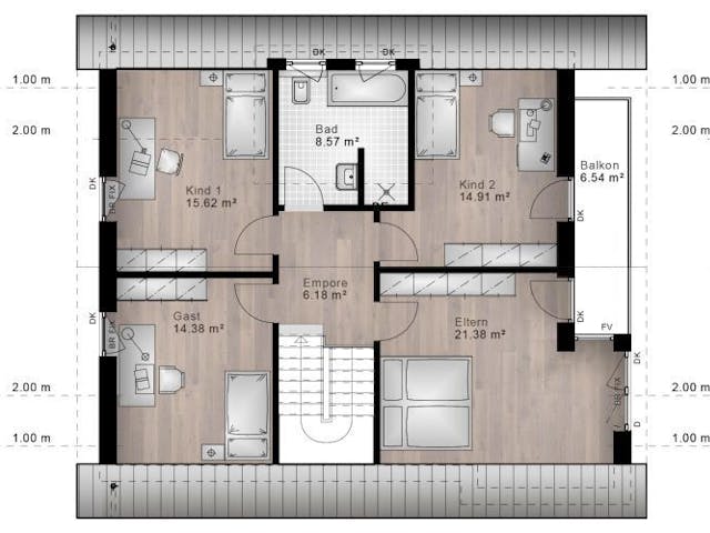 Massivhaus Satteldach Haus Hartenfels 70-033 von Econ Das Haus, Grundriss 1 Massivhaus Satteldach Haus Hartenfels 70-033 von Econ Das Haus, Grundriss 1