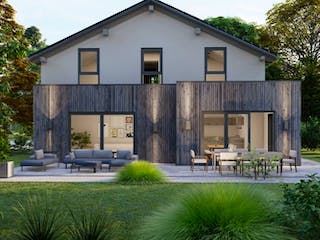 Massivhaus Satteldach Haus Oberbieber 90-067 von Econ Das Haus,  Außenansicht 1