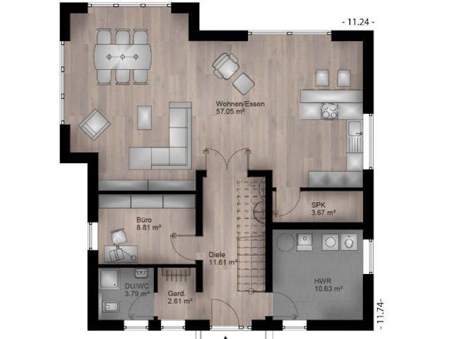 Massivhaus Satteldach Haus Oberbieber 90-067 von Econ Das Haus,  Grundriss 1