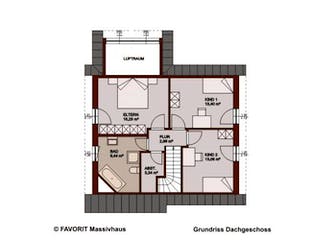 Massivhaus Select 129 von FAVORIT Massivhaus Schlüsselfertig ab 331080€, Satteldach-Klassiker Grundriss 1