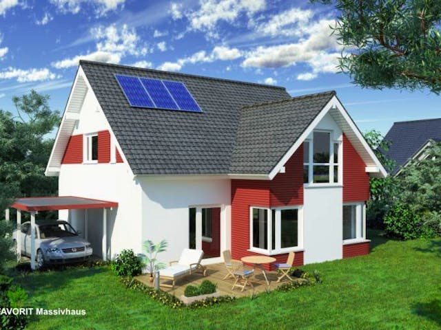 Massivhaus Select 154 von FAVORIT Massivhaus Schlüsselfertig ab 349490€, Satteldach-Klassiker Außenansicht 1 Massivhaus Select 154 von FAVORIT Massivhaus Schlüsselfertig ab 349490€, Satteldach-Klassiker Außenansicht 1