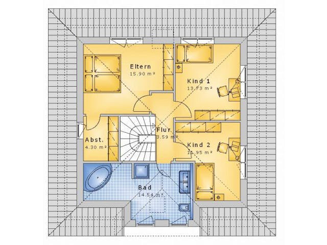 Massivhaus Stadtvilla Brechen 50-008 von Econ Das Haus, Stadtvilla Grundriss 1