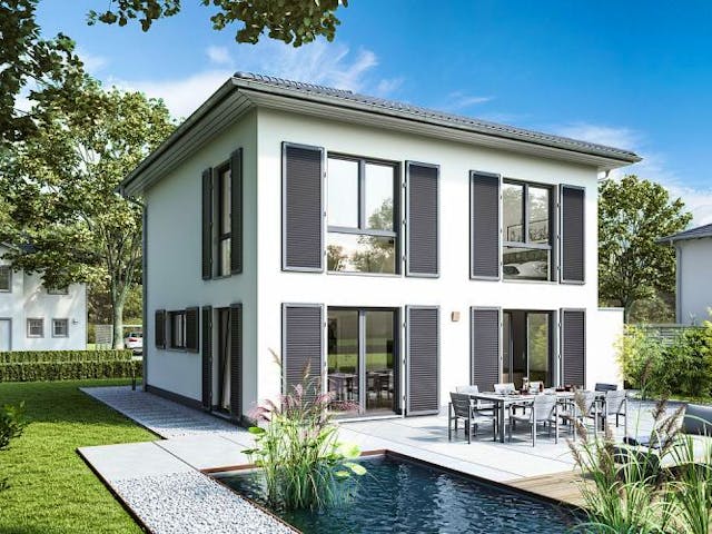 Massivhaus STADTVILLA PURA von Kern-Haus Chemnitz Schlüsselfertig ab 326900€, Stadtvilla Außenansicht 1