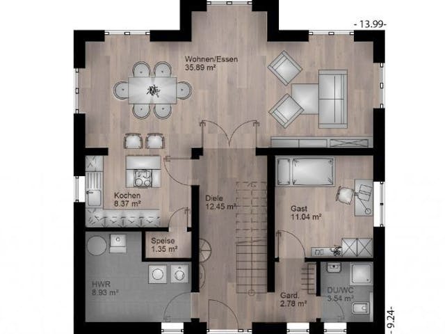 Massivhaus Stadtvilla Rüngesdorf 40-030 von Econ Das Haus,  Grundriss 1